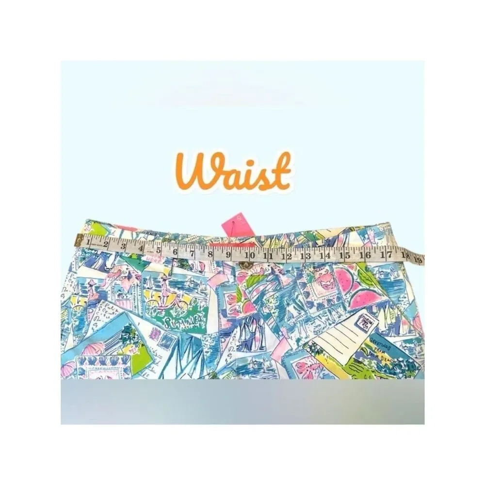 Lilly Pulitzer Callahan Stretch Shorts 10 Wish You Were Here 5” Travel Postcard - Picture 10 of 12
